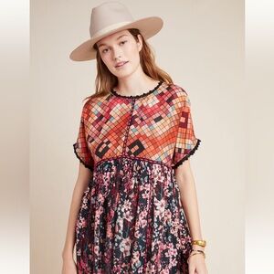Anthropologie Blnk size S Multicolor Geometric and Floral Women's tunic